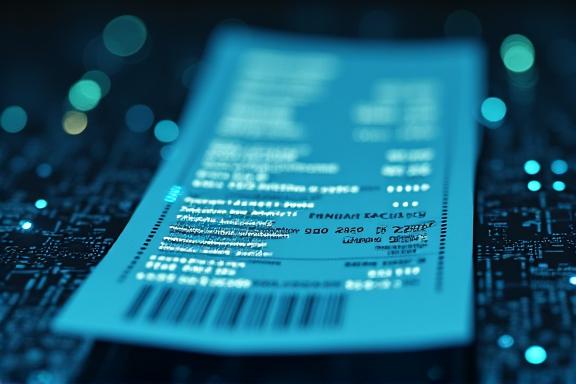 Close-up of text recognition technology on a receipt